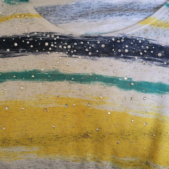 CATO Women's Top Size 18/20W Sleeveless Striped Stud Beach Tropical Summer - Picture 2 of 12